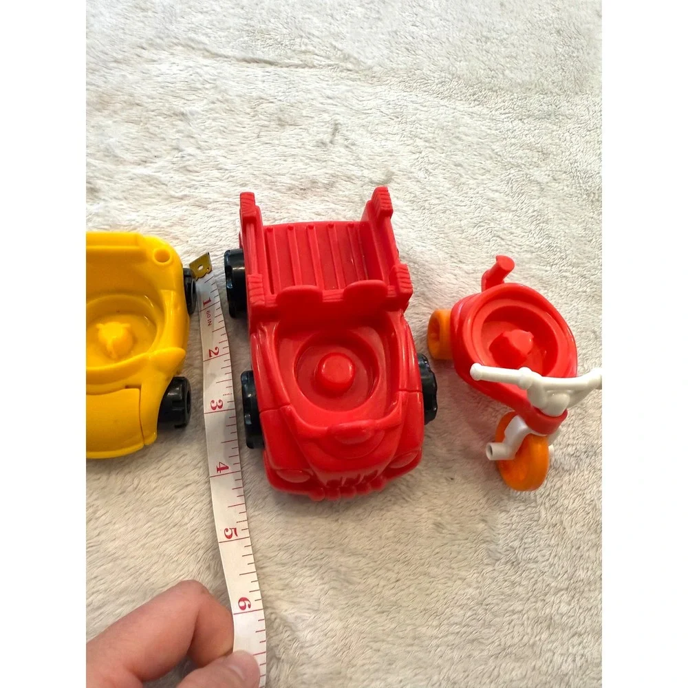 Fisher Price Little People Vehicle Lot Red Truck Yellow Car Tricycle Mattel